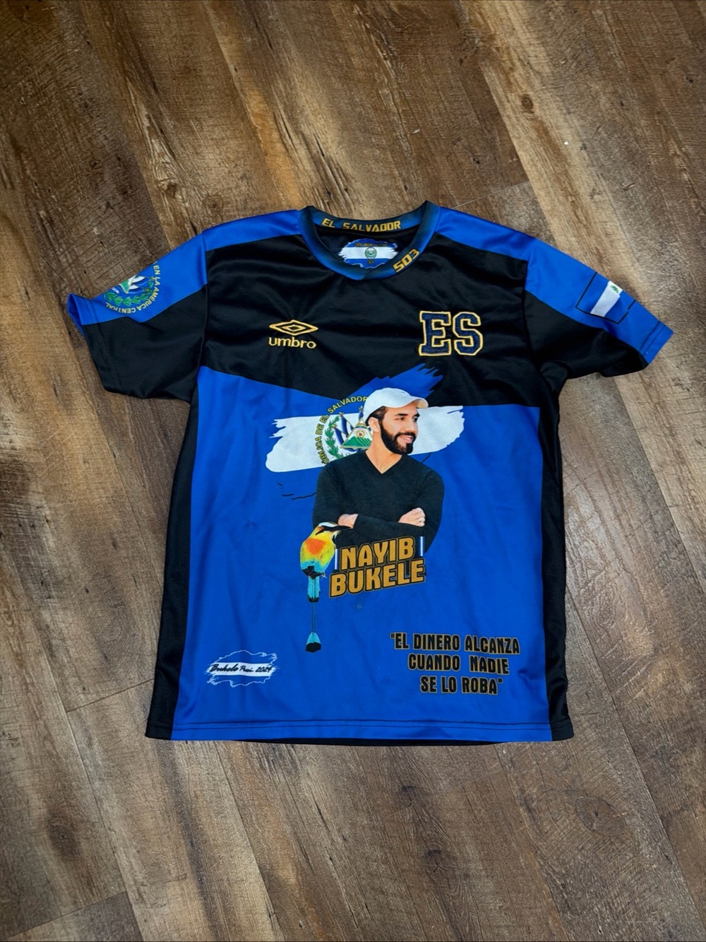 Umbro El Salvador Black and Blue Soccer Jersey